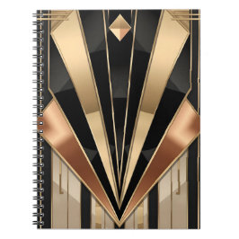 Caderno Espiral Design de Luxo Geométrico Art Deco Sol Explosão