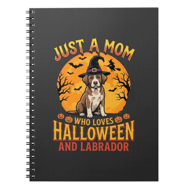 Caderno Espiral Design de Mãe Labradores de Halloween Feiticeira_1 (Frente)