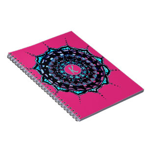 Caderno Espiral Design de Mandala Inicial Personalizada