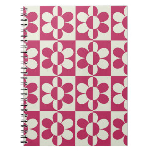Caderno Espiral Design de mangueira sem costura com margarida vint