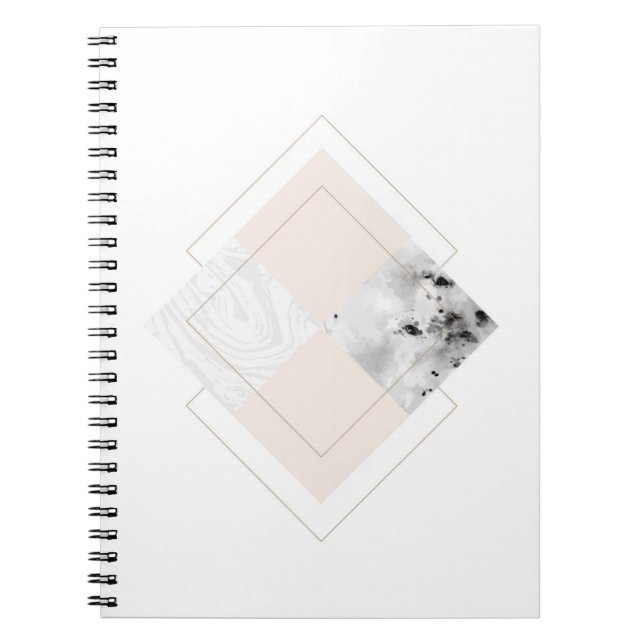 Caderno Espiral Design de mármore geométrico (Frente)