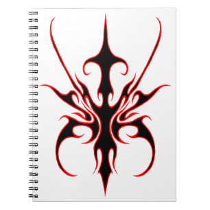 Caderno Espiral Design de máscara tribal - Preto e Vermelho