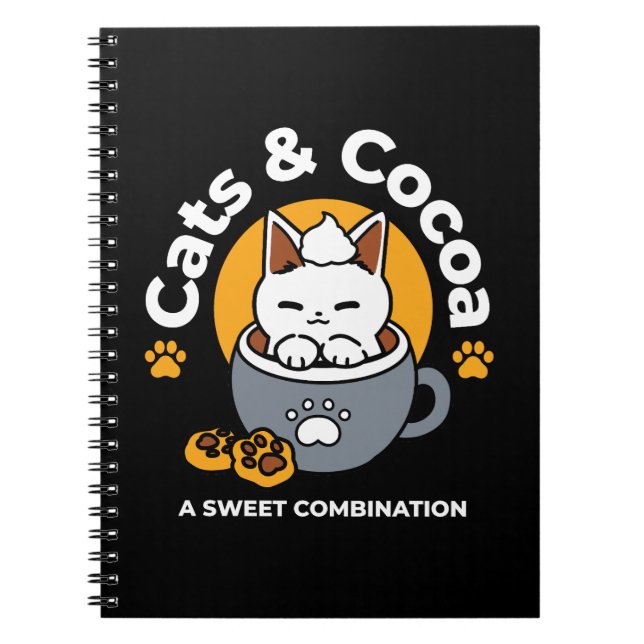 Caderno Espiral Design de Mug Feriado com Cozy Cat e Cookies de Pa (Frente)