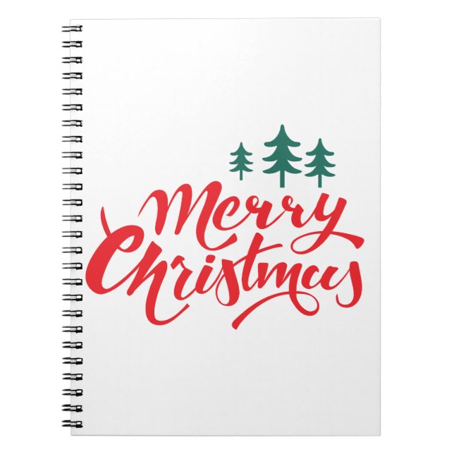 Caderno Espiral Design de Natal com árvores (Frente)