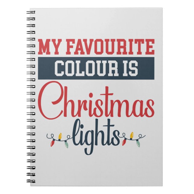 Caderno Espiral Design de Natal com luzes (Frente)