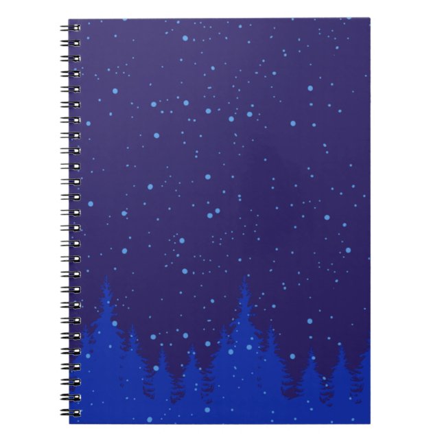 Caderno Espiral Design de Natal Monocromático Azul (Frente)