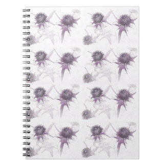 Caderno Espiral design de natureza cardo roxo