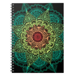 Caderno Espiral Design de néon da mandala
