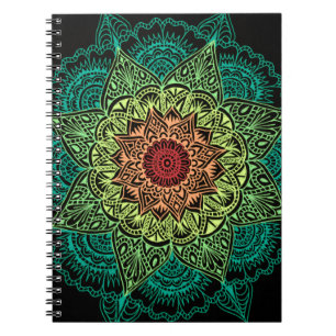 Caderno Espiral Design de néon da mandala