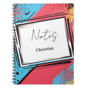 Caderno Espiral Design de Nome Personalizado Pop Art: Arte Vibrant