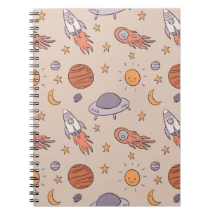 Caderno Espiral Design de padrão contínuo de desenho animado fofo