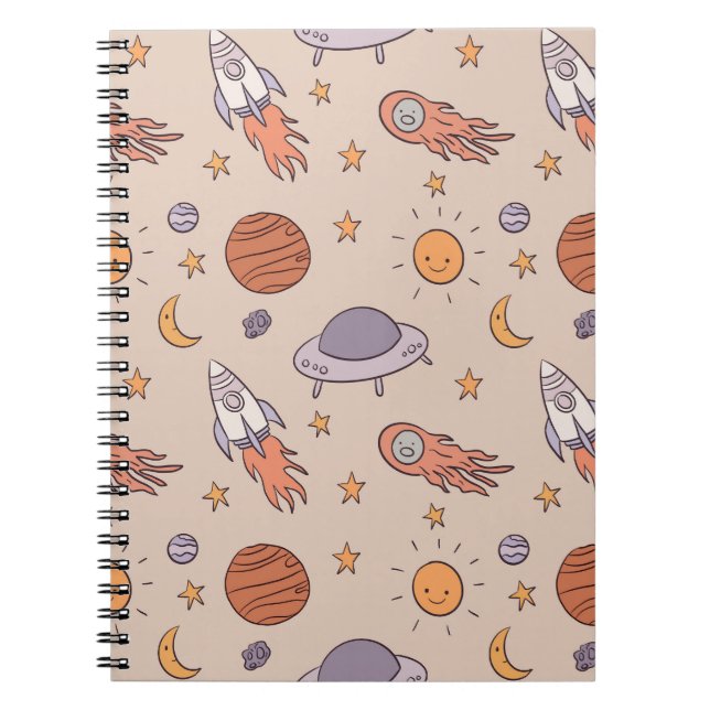 Caderno Espiral Design de padrão contínuo de desenho animado fofo  (Frente)