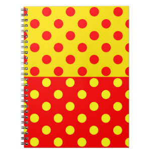 Caderno Espiral Design de Padrão de Bolinhas Amarelo Metade
