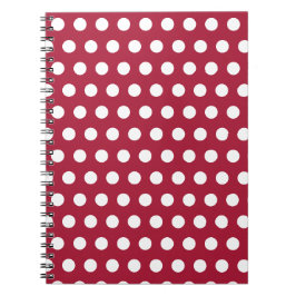 Caderno Espiral Design de padrão de bolinhas brancas em vermelho-b