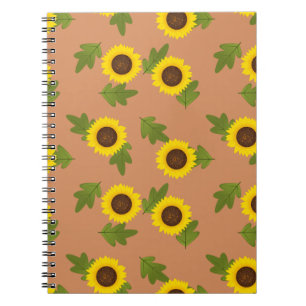 Caderno Espiral Design de Padrão de Girassol – Estética Floral Fof