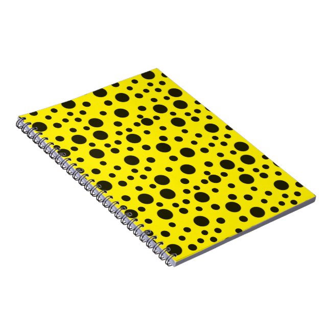 Caderno Espiral Design de padrão de ponto preto no amarelo BG (Lado Direito)
