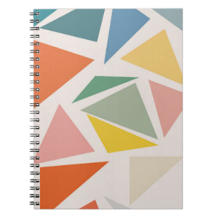 Caderno Espiral Design de padrão de triângulo geométrico colorido