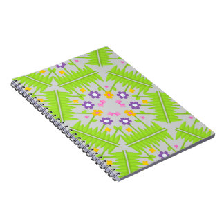 Caderno Espiral design de padrão floral contínuo caleidoscópio