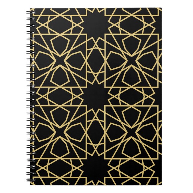 Caderno Espiral Design de Padrão Geométrico Islâmico (Frente)
