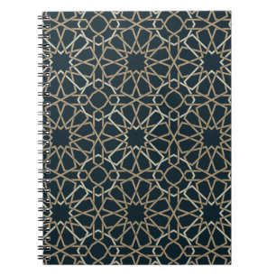 Caderno Espiral Design de Padrão Geométrico Islâmico