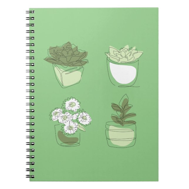 Caderno Espiral Design de Plantas de Casa (Frente)