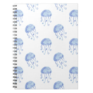 Caderno Espiral design de praia de água-viva azul