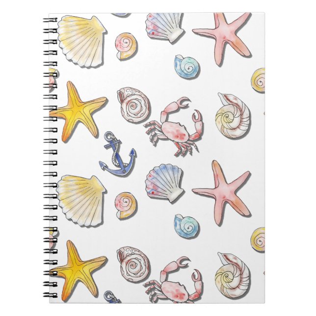 Caderno Espiral Design de praia simples (Frente)