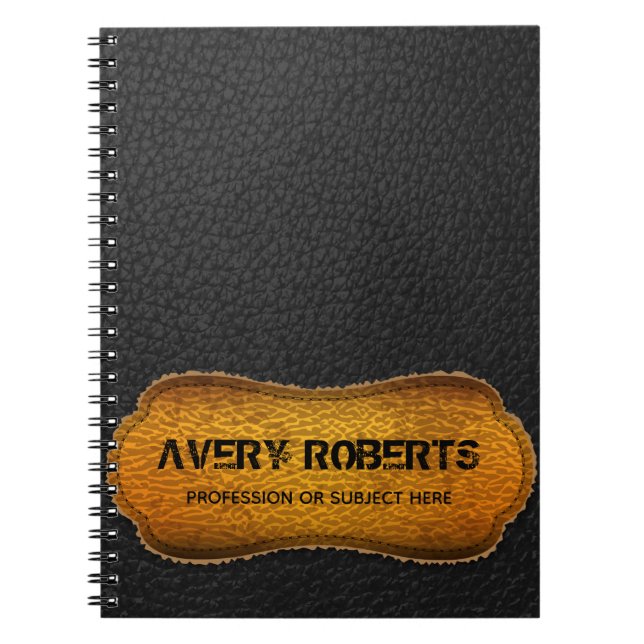 Caderno Espiral Design de Preto e Amarelo Moderno Faux (Frente)