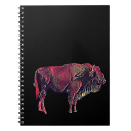 Caderno Espiral Design de Retrato de Buffalo para Bison ou Animal