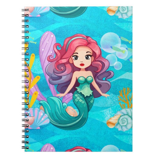 Caderno Espiral design de sirene mística (Frente)
