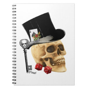Caderno Espiral design de tatuagem no crânio de um jogador gótic