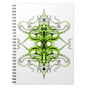 Caderno Espiral Design de Tatuagem Tribal Personalizada Verde