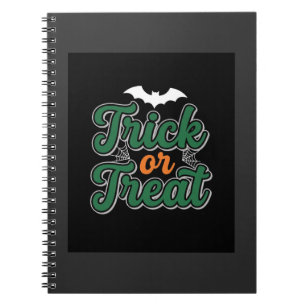 Caderno Espiral design de teia de morcego de Halloween_1