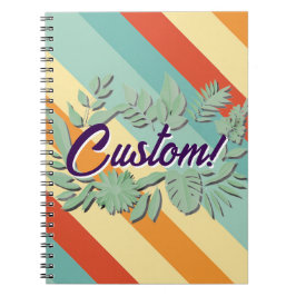 Caderno Espiral Design de texto botânico vibrante colorido