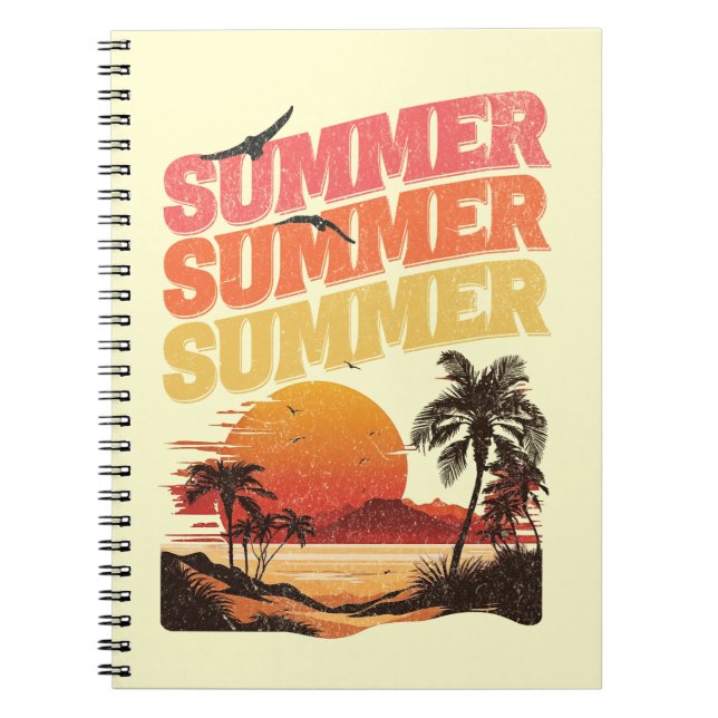Caderno Espiral Design de texto de Verão (Frente)
