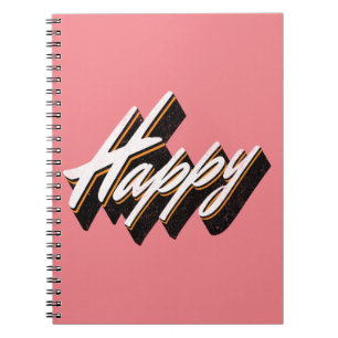 Caderno Espiral Design de texto Feliz