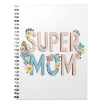 Design de texto Super Mãe Floral