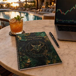 Caderno Espiral Design de Touro Grunge com Pintura Verde Escura