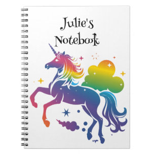 Caderno Espiral Design de unicórnio colorido arco-íris