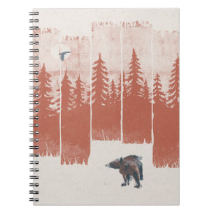 Caderno Espiral Design De Urso Na Vida Selvagem   Presente animal