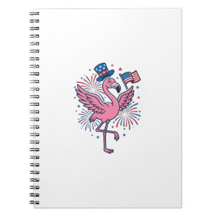 Caderno Espiral Design de Vetor de Fogos de Artifício de Flamingo 