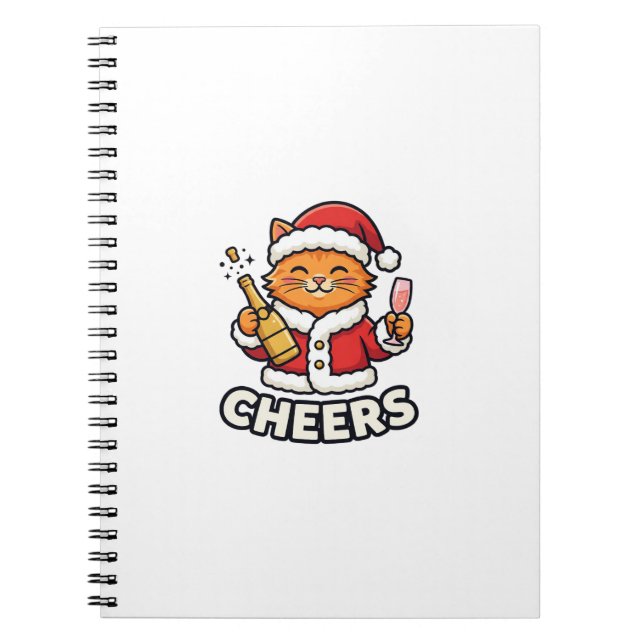 Caderno Espiral Design de Vetor de Gato de Natal Alegra (Frente)