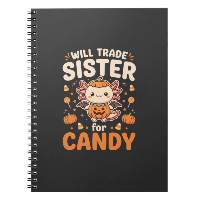 Caderno Espiral Design de vetor de troca de doces de Halloween Axo (Frente)