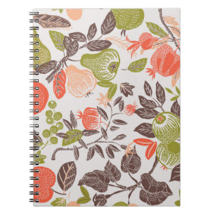 Caderno Espiral Design decorativa de fruta de outono.