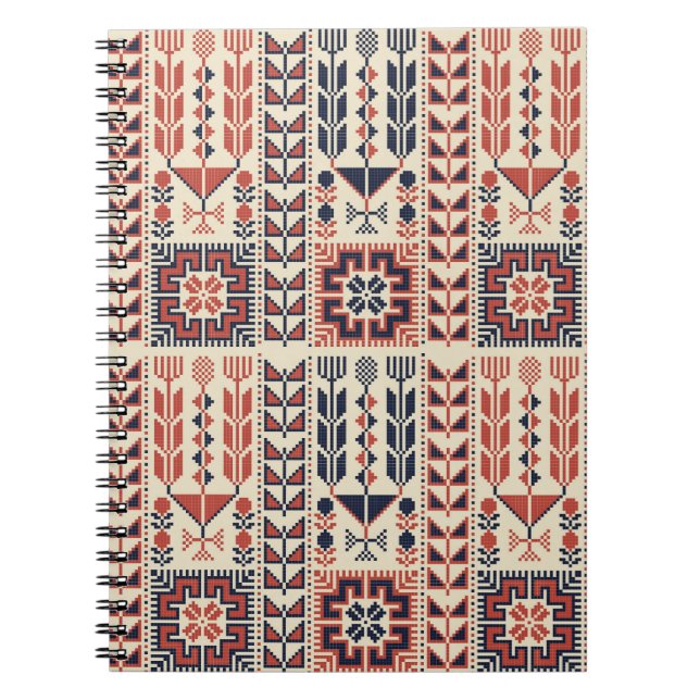 Caderno Espiral Design do bordado de Palestina (Frente)