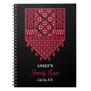 Caderno Espiral Design do bordado palestino Tatreez impresso