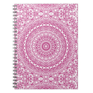 Caderno Espiral Design do caleidoscópio do rosa da mandala do
