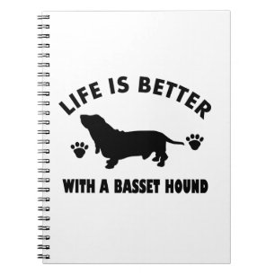 Caderno Espiral design do cão de cão do basset