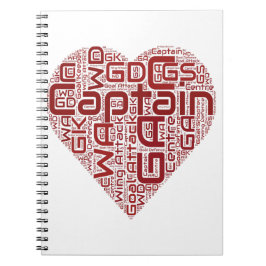 Caderno Espiral Design do coração das posições do Netball