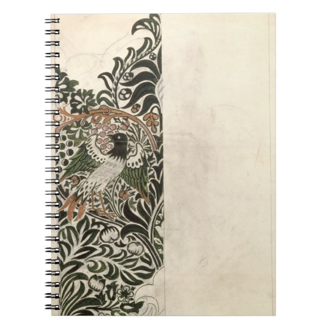 Caderno Espiral Design do "de bloco de madeira inacabado pássaro e (Frente)